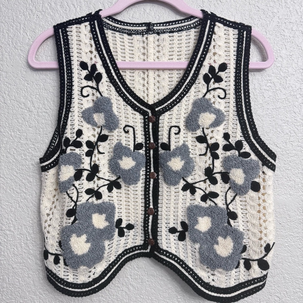 Crochet Floral Vest | Cottagecore Granny Core Sweater Vest